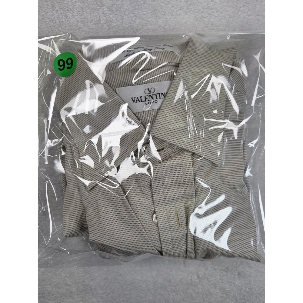 Valentino Uomo Men's long Sleeve 16 34-35 Striped Beige White Shirt Cotton - Picture 9 of 9